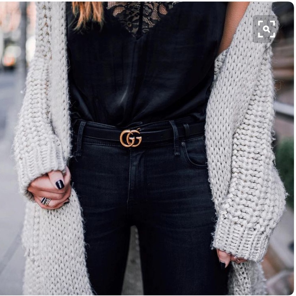 Leather belt with Double G buckle